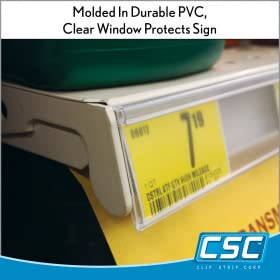 Shelf Label Strips, 100 Pack, Clear Label & Sign Holder, Snaps into Standard 1.25" H Gondola Shelving Channel for 48" Long Shelf, by Clip Strip Corp. - size: 100 Pack