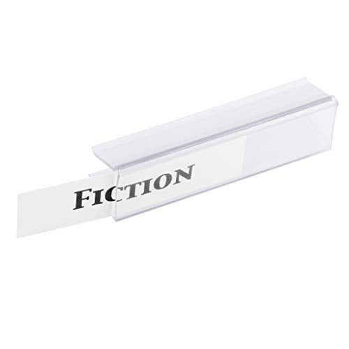 GlossyEnd Pack of 25 Clear Plastic Shelf Label Holder, Wood Shelf Sign and Ticket Holder, Clips On to Shelves 1/2" to 5/8" Thick - 3" x 7/8" Natural Minimalist Style