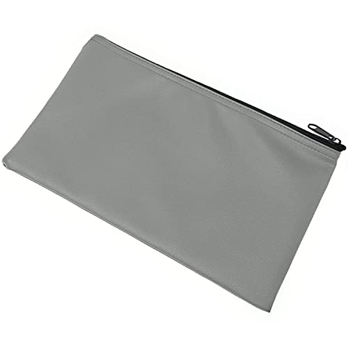 Money Bank Deposit Bag with Zipper, Cash Pouch, Grey, 11x6 in, 1 Pack