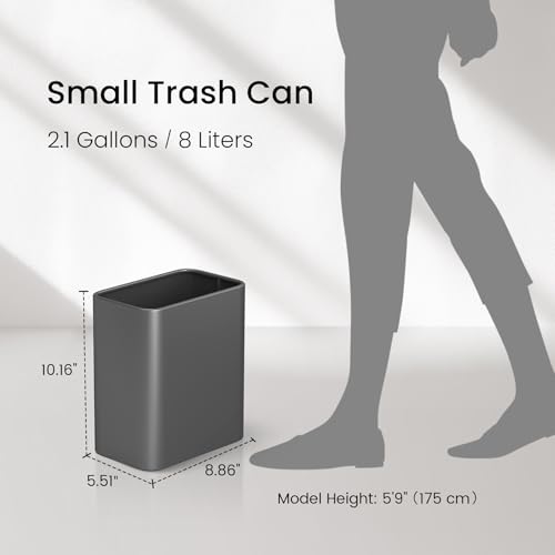 Cesun Small Bathroom Trash Can, 2.1 Gallons, Under Sink Wastebasket, Gray - color: Gray