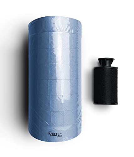 Veltec Pricing Labels for Monarch 1136 Labeler, 8 Rolls, 14,000 Two Line Labels, Ink Roller Included (Blue) - color: Blue