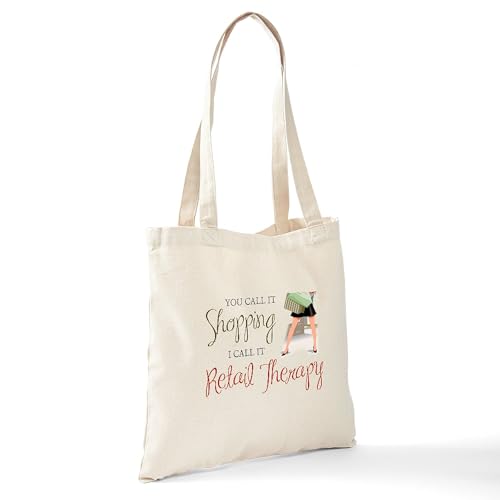 CafePress Retail Therapy Tote Bag Natural Canvas Tote Bag, Reusable Shopping Bag - size: Small
