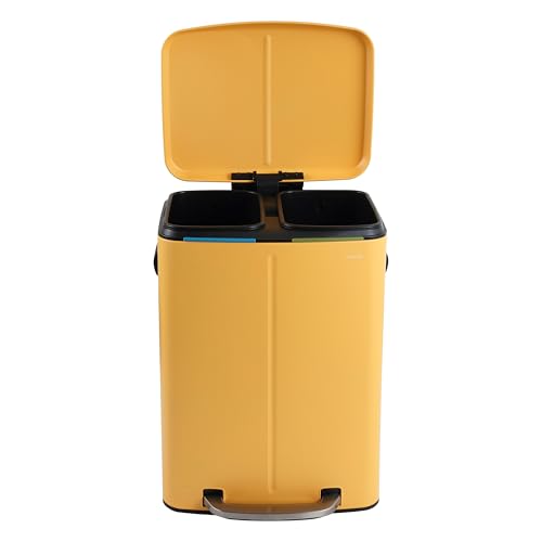 happimess Marco 10.6 Gal Double Bucket Step Trash Can, Daffodil Yellow - color: Daffodil Yellow