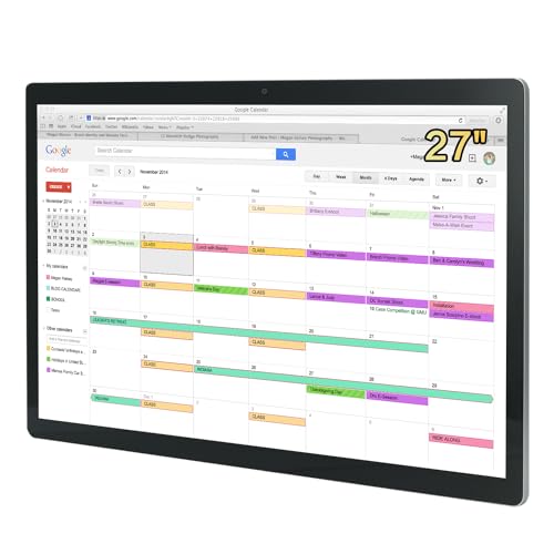 27 inches Touchscreen Digital Calendar & Wall Planners, Smart Whiteboard Calendar for Chore Chart & Work Schedule, Built in Speakers and Camera, Include Wall Mount & Desk Stand - size: 27-inch
