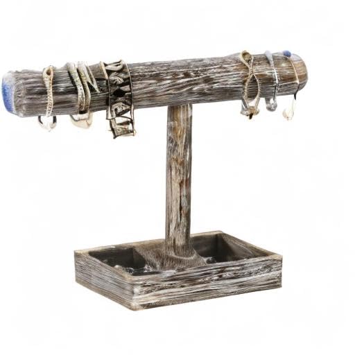 MOOCA Wooden Jewelry Display Bracelet Holder Display, 2- Compartment Tray - color: 6) Coffee, w/Tray-1pc