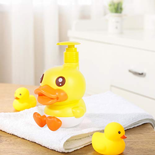 Super Cute 3D Soap Dispenser for Bathroom Toilet Kitchen Dish Soap Shampoo Lotion Hand Sanitizer Shower Cartoon Animal Duck Birthday Gift Empty Refillable Pump Bottle Yellow Blue - color: Yellow-blue