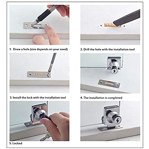2 Pack Single Swing Glass Cabinet Showcase Door Lock Chrome Plated Display Glass Cabinet Lock Same Keys, Model 407-02 - color: Model 407-02