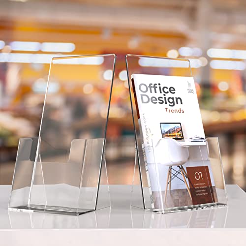 MaxGear Acrylic Brochure Holder, 4 Inch Countertop Pamphlets Holder, 2 Pack - size: 4"x8"-Square Corner Version
