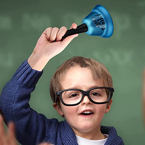Blue Metal Hand Bell - 5.3 Inch Loud Classroom Bell for Schools, Offices, Hotels