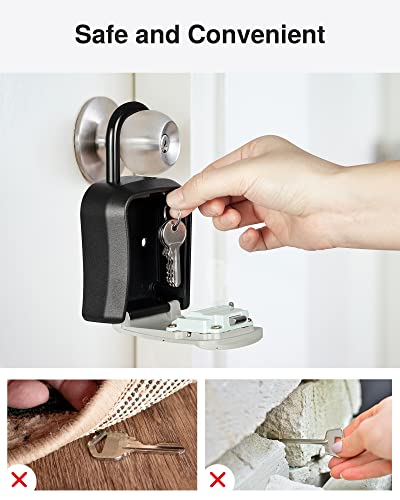 Puroma Key Lock Box Outdoor 4 Digit Code Combination Lockbox House, 1 Gray - color: Gray