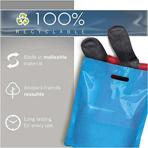12x15 Blue Plastic Bags, Medium, Glossy Finish, 1.5 Mil Thick, 100 Pack