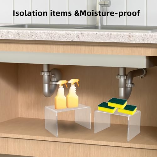 Jusalpha 2-PC Large Clear 5mm Acrylic Riser Stand for Retail,10.5''x7''x7''