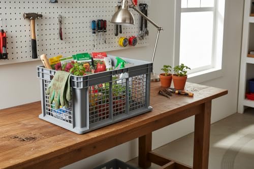 Hudson Exchange 24 x 16 x 12" (3 Pack) Mesh Straight Wall Handled Storage Container Tote, Gray - size: 3 Pack