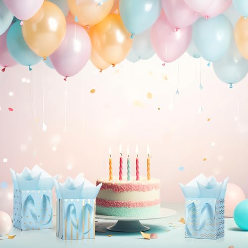 Tenare 12 Pcs Small Gift Bags Bulk,7 x 4 x 9 Inch,Light Blue Gold - color: Light Blue Gold, size: 7 x 4 x 9 Inch