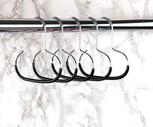 Mawa Scarf, Shawl, Belt, and Accessory Organizer, Non-Toxic Metal Hanger with Grip Coating, Easy Access Open Hook, Model G-1 Space Saving Design, Set of 5, Black