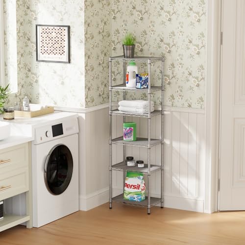 SINGAYE Metal Shelves Wire Shelving Storage Standing Adjustable Shelf Unit - color: Grey, size: 6 Tier 10"Dx16"Wx63"H