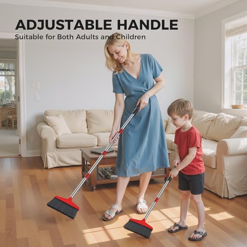 Handy Broom, Indoor/Outdoor Brooms, Duty Kitchen Broom, for Home Garage Kitchen Office Courtyard Lobby Patio Lawn Concrete (1, Red) - color: Red