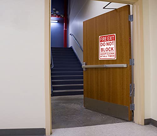 Large Fire Exit Sign, Do Not Block Door Signs, Keep Clear at All Times Sign, 14 x 10 Inches Rust Free Aluminum, Weather/Fade Resistant Easy Mounting 2 Pack - style: 14 " x 10 "