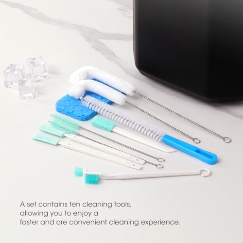 AIEVE Ice Machine Cleaner Brush Sets, 10 Pcs Ice Maker Cleaner Tools Kits with Crevice Cleaning Brush and Scrub Sponge for Countertop Ice Makers