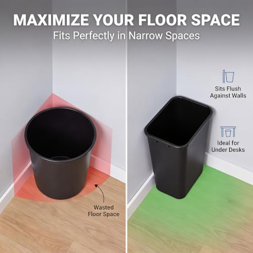 10 Pack, Recycle Wastebasket, 13 Qt. / 3 Gallon Rectangular Wastebasket / Trash Can Kit - Space Saving Recycling Bin, Narrow Spaces in Commercial, Kitchen, Home, Office, and Dorm - Black and Blue - color: Black and Blue, size: 3 Gallon
