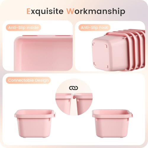 A-LuGei 【Military Grade】 Drawer Organizer for Vanity Bathroom Makeup Desk - color: Pink