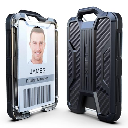 LIUGX Retractable Breakaway Lanyards for ID Badges Holder, Holds 6 Cards - color: Black&black