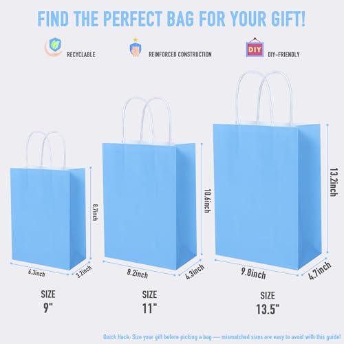 BLEWINDZ 32Pcs 10.6" Medium Gift Bags with Tissues, Paper Party Favor Bags with Handles, Rainbow Goodie Bag for Birthday, Wedding, Party Supplies - color: 02-8cols-M