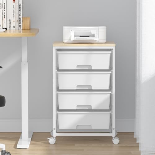 SYKIARIOL Rolling Cart with Drawers, 4-Drawer Utility Cart, Bright White - color: Bright White