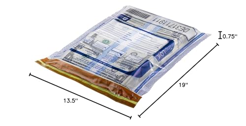 ControlTek TripLok 12" x 16", Clear, 100 Bags, Tamper-Evident Deposit Bags, Cash Handling & Valuables, Tear-off receipt + Large Video-visual Barcodes 585040