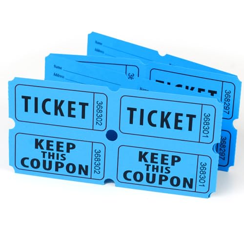 Azureal 800 Raffle Tickets, Consecutively Numbered Tickets, 50/50 Raffle Tickets for Events, Carnivals, Entry, Class Reward, Prizes (Blue) - color: Blue