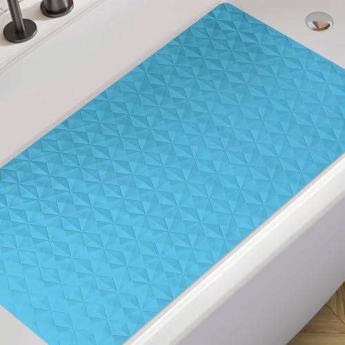 Non Slip Bathtub Mat for Bath Tub Shower - 241 Vacuum Suction Cups - color: River Blue, size: 28" x 16" (Rectangular)