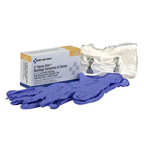 First Aid Only 2-016-001: Hema-Flex 5"X9" Bandage Compress, 2 Nitrile Gloves