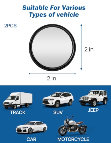 JOYTUTUS Blind Spot Mirror 2 Pack HD Frame Convex Glass for Wide Angle View and Safer Lane Changing Compatible with Cars SUVs Trucks RVs Easy Stick On & Long Lasting Durability - size: Round-shaped