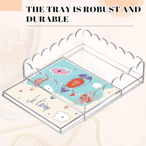 GlikCeil 1 Pcs 6.7" x 6.7" Acrylic Scalloped Tray Large Clear Acrylic Tray with Drawer for Insert Customizable Photos, Art, and Fabric Scalloped Basket for Needlepoint Napkin Frame Display Messages - size: 6.7" X 6.7"