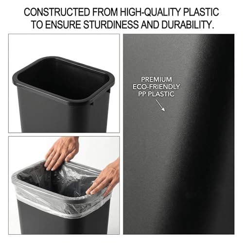 12 Pack Black Garbage Can, 3.25 Gallon Bathroom Trash Can Set, Small Waste Basket for Bedroom Office, Plastic Durable Trash Bin for Kitchen, Fits Under Desk, Sink, Cabinet, Bulk Commercial Trash Cans