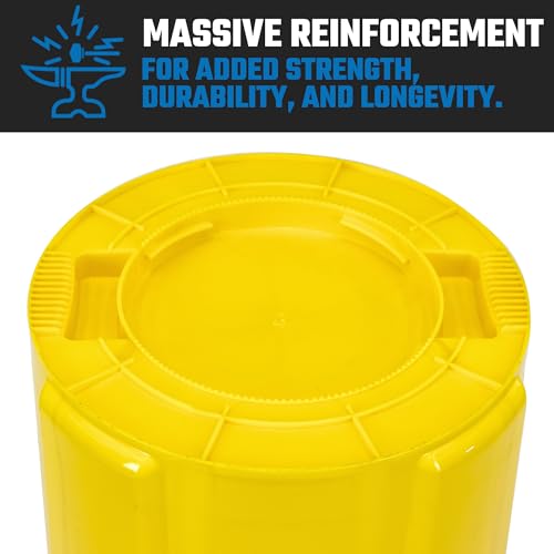 Magnum 32 Gallon Trash Can, High-Vis Yellow, Construction Grade, Heavy Duty Plastic, Jobsite Ready for Handling and Holding Garbage CMTC-C000-32Y05 (5 Pack) - color: Yellow, size: 32 Gallon, style: Can Only