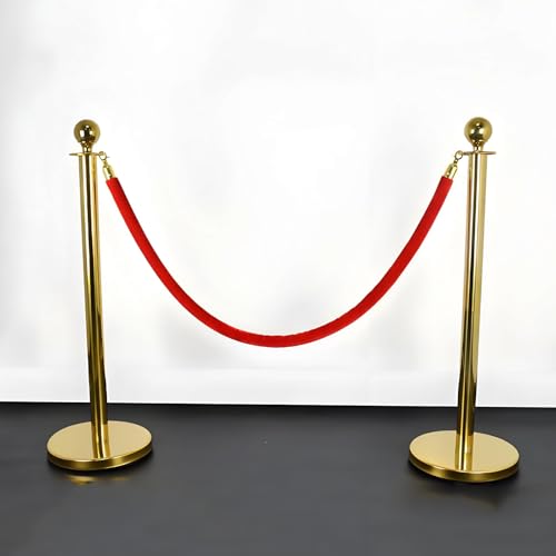 Oedema 4 Pcs Red Velvet Stanchion Rope 5 Ft Crowd Control Ropes Barrier Hanging Rope with Snap Hooks for Theaters Grand Openings - color: Red