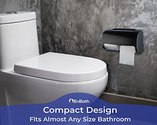 2-Pack Commercial Toilet Paper Dispenser Wall Mount, Double (2 Roll) Locking Toilet Paper Holder (Black), Compact Two Roll, Side by Side Design Tissue Paper Dispenser