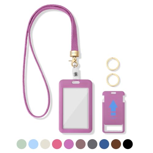 Cute Lanyard for ID Badges Keys & Card Holders (Purple) - color: Purple