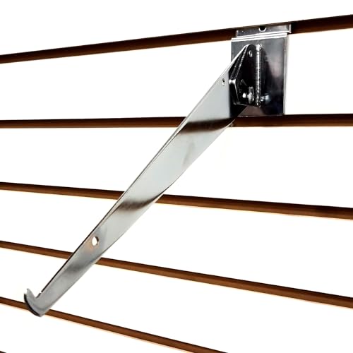 Adjustable Angle Slatwall Shelf Bracket - 8", 10", 12" & 14" Depths Available, Chrome (2, 10" D) - size: 10" D