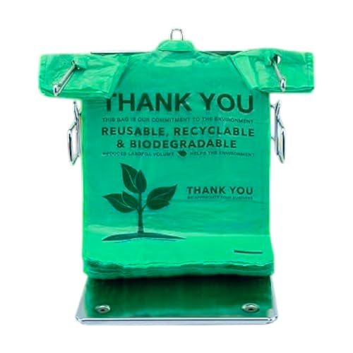 Pack of 500 T-Shirt Bags with Handles 22" x 12" Biodegradable Green Plastic Shopping Thank You Bags for Supermarket Groceries Retail Store Restaurant Small Business and On The Go Use - style: 500 pcs