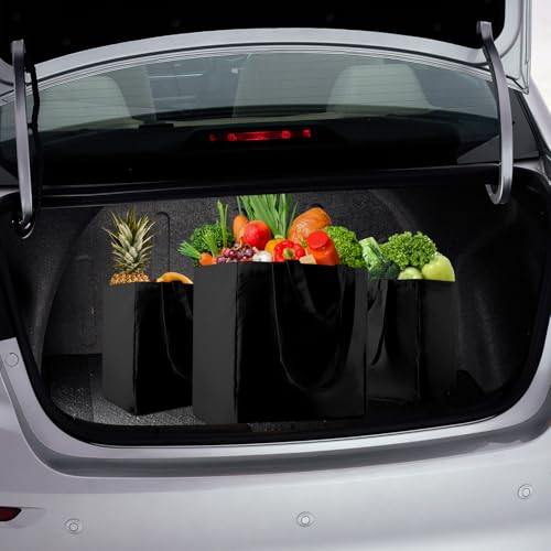 musbus 3-Pack Large Canvas Bag, Reusable Grocery Bags with inner pockets - color: Black