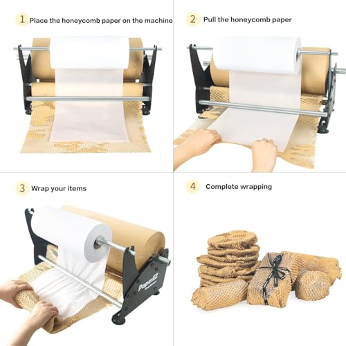Honeycomb Packing Paper Roll Dispenser for Packaging, Improve Packing Efficiency, Kraft Wrapping Paper Holder Manual Machine for Small Business(Dispenser only)