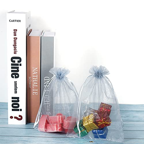 HRX Package 100pcs Mesh Organza Bags 5x7 in for Gift Giving (Silver Gray) - color: Silver Gray