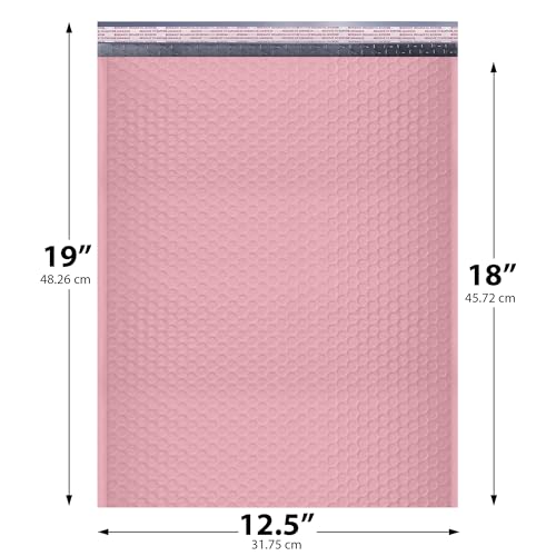 Light Pink Bubble Mailers 12.5x19, Poly Padded Envelopes #6, 50 Pack - color: Light Pink, size: 12.5"x19" / 50 Pack