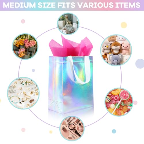 Addblu 12 Pack Reusable Gift Bags with Handles & 24 Tissue Papers - color: Color Mixing Gift Bag