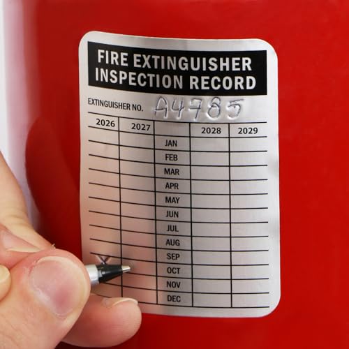 SmartSign Fire Extinguisher Labels, Inspection Record 4-Year Maintenance Labels, 3 x 2.25 Inches, 2 mil Debossable Aluminum, Pack of 10, Made in USA - color: Fire Extinguisher Labels