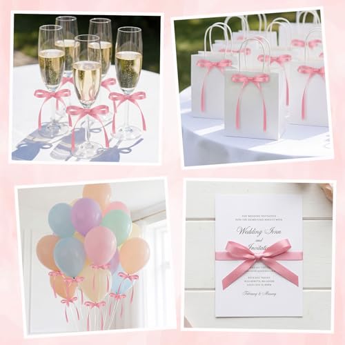 30 Pack Bow Cake Toppers Rose Pink Ribbon Bows for Cake - color: Rose Pink