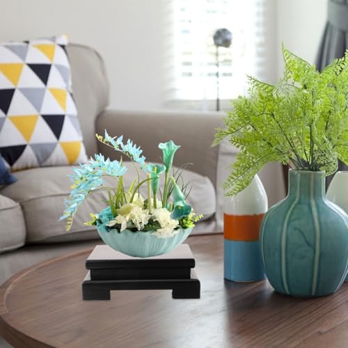 PRETYZOOM Wooden Display Stand Rectangular Base Pedestal for Buddha Statue Vase Flower Pot Home Decor Art Rack for Living Room Bedroom Shelf