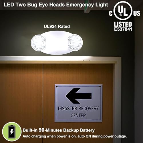 LIT-PaTH LED Emergency Light for Business, Battery Backup, 6 Pack - size: 6-Pack